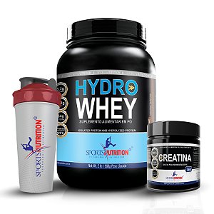 Combo Força e Foco = Hydro Whey + Creatina + Brinde Coqueteleira