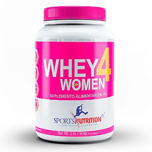 Whey Protein 4 Women com Colágeno - Sabor Morango - 908g - Sports Nutrition