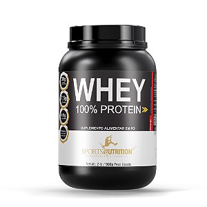 Whey Protein 100% Concentrada - Sabor Morango - 30g de proteína por dose - 908kg - Sports Nutrition
