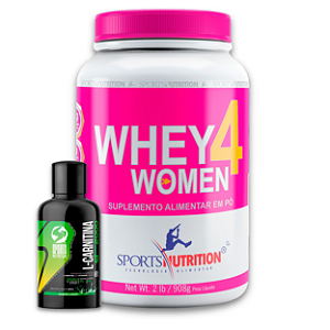 Whey Protein 4 Women com Colágeno 908 g Morango + L-Carnitina 2000 mg Limão – Sports Nutrition