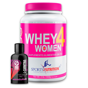 Whey Protein 4 Women com Colágeno 908 g Chocolate + L-Carnitina 2000 mg Uva – Sports Nutrition