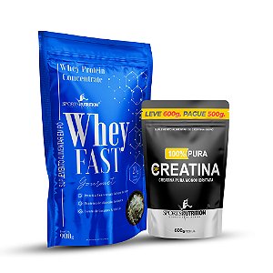 Combo Whey FAST Protein Concentrado 900g + Creatina Pura Monohidratada 600g – Sports Nutrition