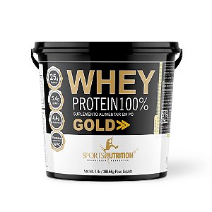Whey Protein 100% Gold - Sabor Baunilha -  24g de Proteína por dose - 1815g - Sports Nutrition