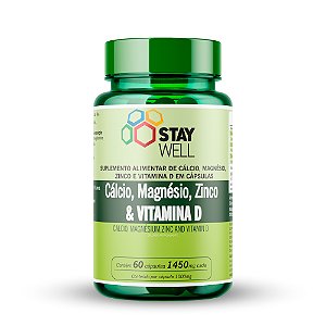Cálcio, Magnésio, Zinco e Vitamina D 1450mg - 60 Cápsulas - Stay Well
