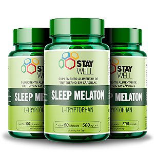 3 Unidades do Sleep Melaton 500mg - Precursor da Melatonina e Seratonina - 60 Cápsulas - Stay Well