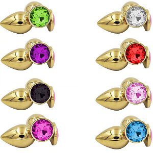 Plug Anal em Metal com Pedra P DOURADO