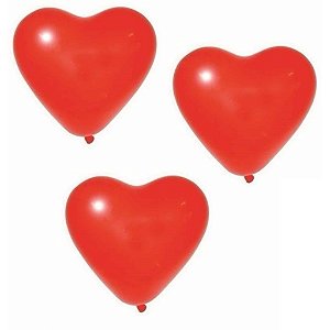 Balão de Látex Coração Vermelho nº6 com 10 unidades