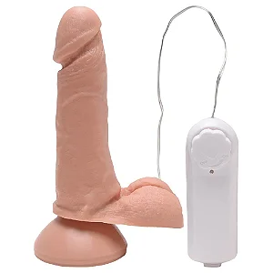Pênis Vibrador Controle Externo Escroto 17,5 X 3,8Cm Kgel
