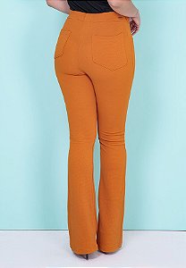 calça flare malha crepe