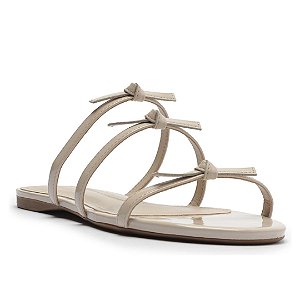 Arezzo Rasteira Nude Verniz Tiras Laços