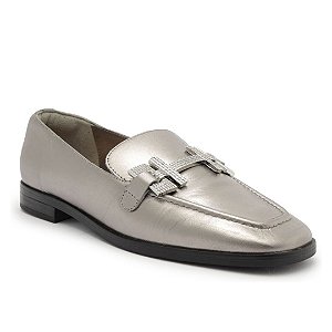 Arezzo Mocassim Prata Velho Couro Metal