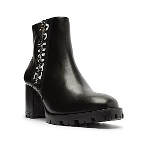 Schutz Bota Salto Medio Couro Tratorado Preto