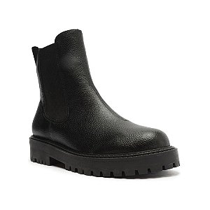 Arezzo Bota Preta Cano Médio Tratorada Elástico Chelsea