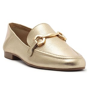 Arezzo Mocassim Dourado Bridão Metálico Luma
