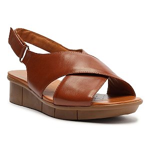 Arezzo Sandália Marrom Couro Flatform Velcro