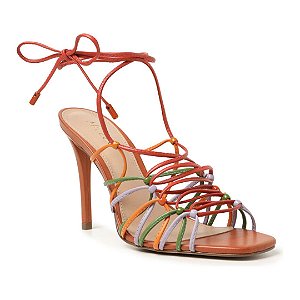 Arezzo Sandália Colorida Mica Salto Alto Fino