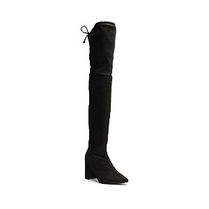 Arezzo Bota Over The Knee Preta Suede Bloco