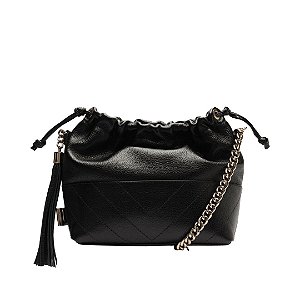 Schutz Bolsa Media Couro Preta