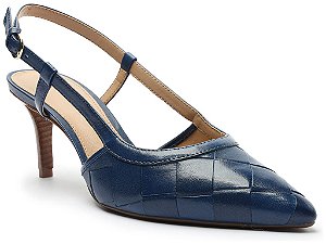 Arezzo Scarpin Marinho com Salto Medio Amadeirado