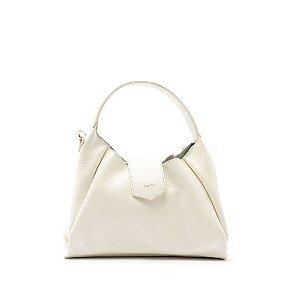 Arezzo Bolsa Hobo Branca Couro Média Lapela
