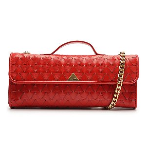 Schutz Bolsa Media Couro Trabalhado Vermelho