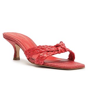 Schutz Sandalia Salto Medio Vermelho