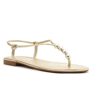 Arezzo Sandália Rasteira Dourada Slim Light Citrus