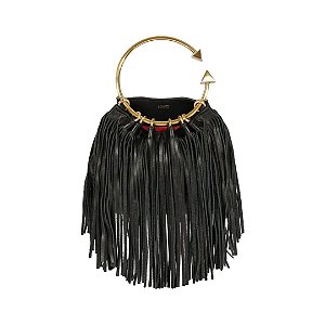 Schutz Bolsa Virgo Fringes Couro Preta