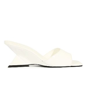 Schutz Sandalia Salto Medio Arquitetonico Branco