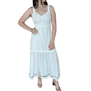 Shoulder Vestido com Babados Branco