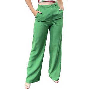 Shoulder Calca Reta Pespontada Verde