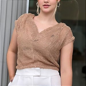 Shoulder Blusa Malha Textura cor Cobre