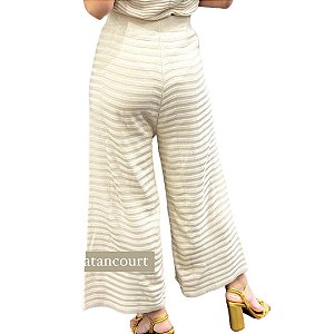 Shoulder Calca Tricot Texturizado Caqui