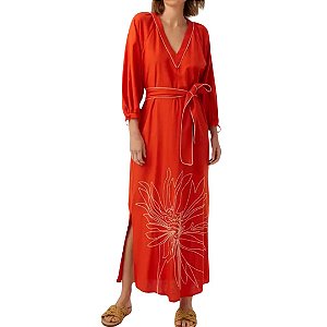 Shoulder Vestido Amplo Bordado