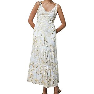 Shoulder Vestido Cavalo Marinho Dourado