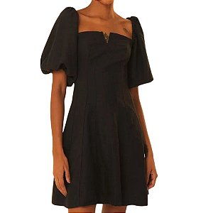 Farm Vesito Curto Manga Bufante Preto