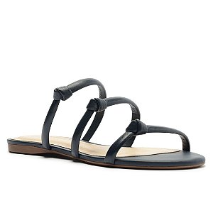 Arezzo Rasteira Azul Bico Redondo Tiras Nós