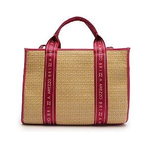 Arezzo Bolsa Tote Rosa Palha Lulu Grande Brizza