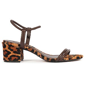 Schutz Sandalia Salto Medio Animal Print