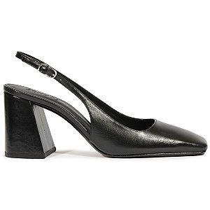 Schutz Scarpin Salto Medio Couro Preto