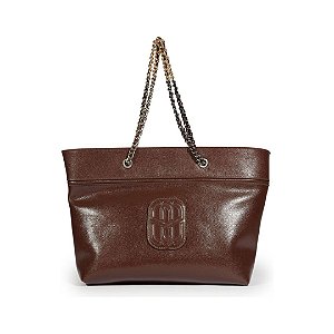 Schutz Bolsa Mini Shopping Belle Couro Marrom