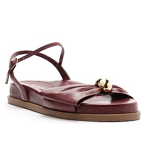 Arezzo Papete Couro Vinho Laço Metal