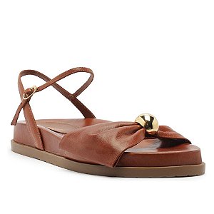 Arezzo Papete Marrom Couro Laço Metal