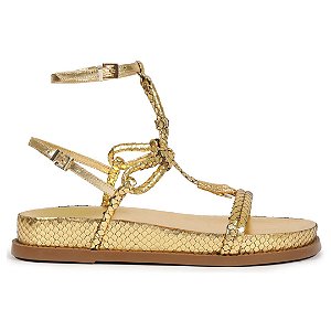 Schutz Papete Boho Couro Dourada
