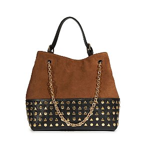 Schutz Bolsa Hobo Yana Couro Camurça Marrom