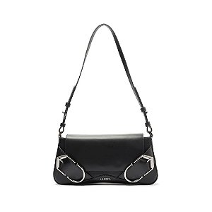 Arezzo Bolsa Tiracolo Preta Couro Pequena Maxi Fivelas