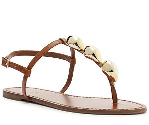 Arezzo Sandalia Rasteira Marrom Couro Slim Metais