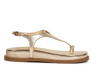 Schutz Sandalia Papete Couro Dourada