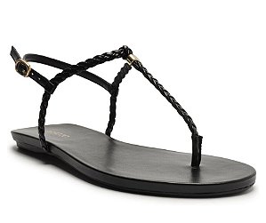 Arezzo Sandália Rasteira Preta Slim Tiras Trançadas