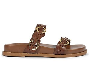 Schutz Sandália Papete Selina Sporty Couro Marrom